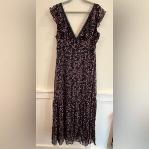 Lulu's Navy Floral Maxi Dress